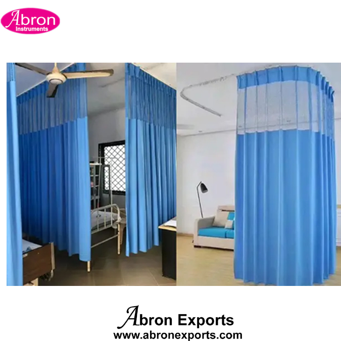 Hospital Curtain 5ft wide x7feet Tall Zig Zak with Flat Hooks Cubicle Divider Privacy Screen for Medical Clinic Color Dark Blue cream or Light Blue Abron ABM-2461DR57 